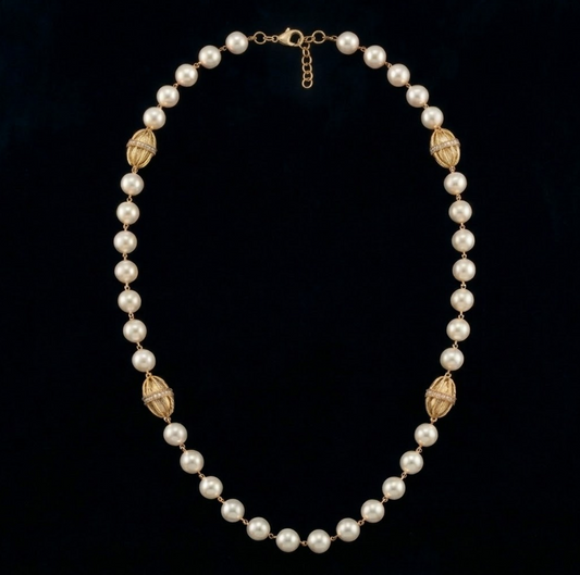 Filigrane Necklace, cultured freshwater pearls, gold-tone sterling silver